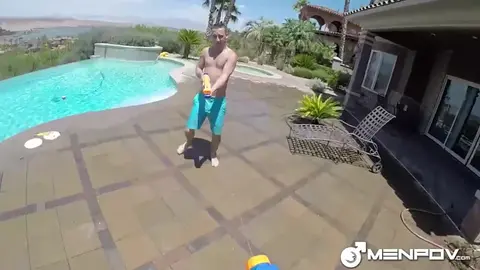 Young chav sucks off a daddy at the pool
