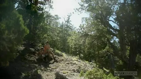 Escursionisti scopano in mezzo alla foresta