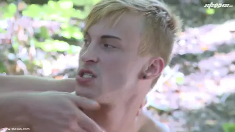 Blond twink fucked outdoors then given a facial
