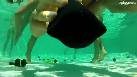 Six horny twinks in a bareback pool orgy